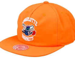 Charlotte Hornets Nylon Neon Orange Snapback - Mitchell & Ness