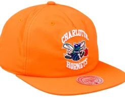 Charlotte Hornets Nylon Neon Orange Snapback - Mitchell & Ness
