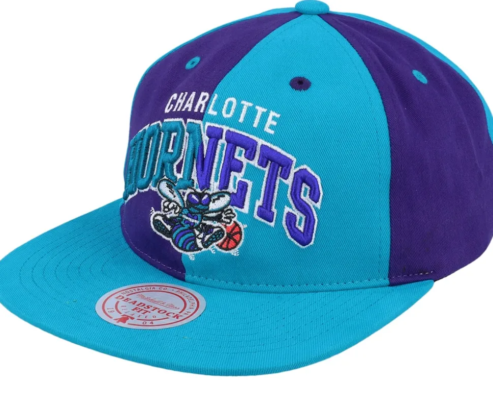 Charlotte Hornets Pinwheel Of Fortune Teal/Purple Snapback - Mitchell & Ness
