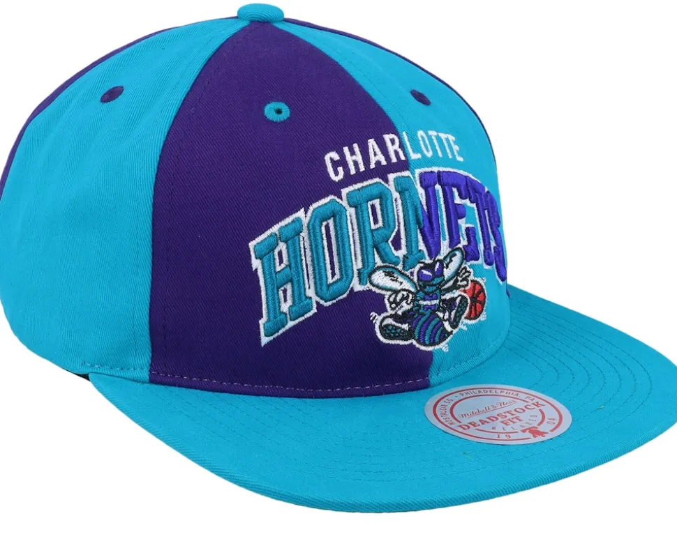 Charlotte Hornets Pinwheel Of Fortune Teal/Purple Snapback - Mitchell & Ness