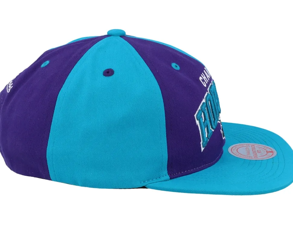 Charlotte Hornets Pinwheel Of Fortune Teal/Purple Snapback - Mitchell & Ness