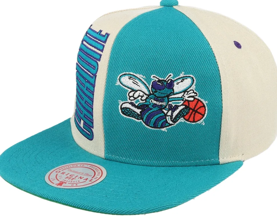 Charlotte Hornets Pop Panel Hwc Off White/Teal Snapback - Mitchell & Ness