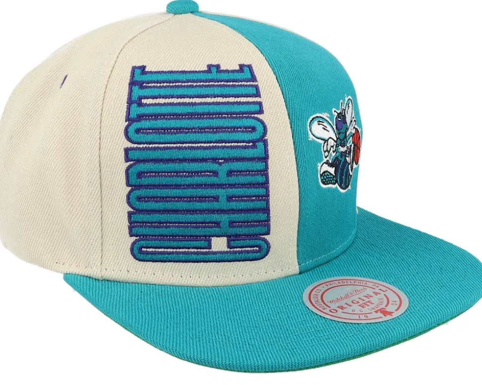 Charlotte Hornets Pop Panel Hwc Off White/Teal Snapback - Mitchell & Ness