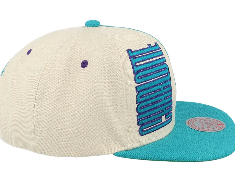 Charlotte Hornets Pop Panel Hwc Off White/Teal Snapback - Mitchell & Ness
