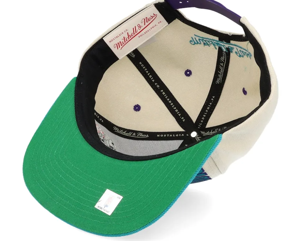 Charlotte Hornets Pop Panel Hwc Off White/Teal Snapback - Mitchell & Ness