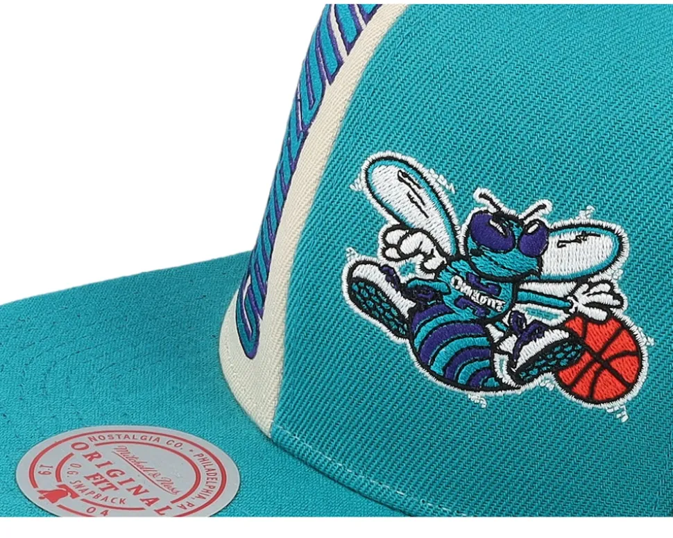 Charlotte Hornets Pop Panel Hwc Off White/Teal Snapback - Mitchell & Ness