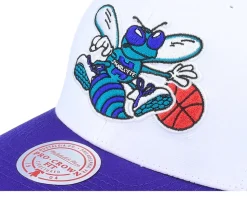Charlotte Hornets Team 2 Tone 2.0 Pro White/Purple Adjustable - Mitchell & Ness