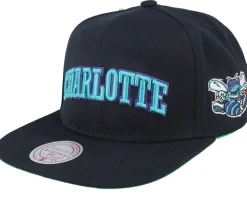 Charlotte Hornets Triple Play Black Snapback - Mitchell & Ness