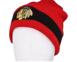 Chicago Blackhawks Beanie Red/Black Cuff - Fanatics