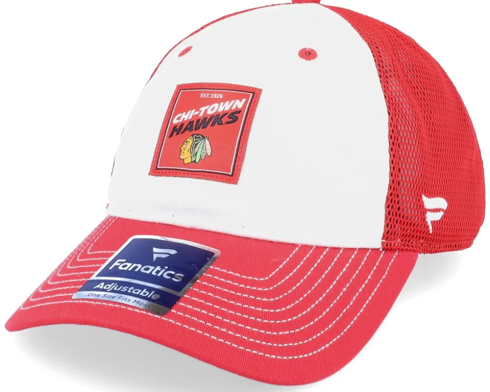 Chicago Blackhawks Block Party Dad Cap Athletic Red/White Trucker - Fanatics