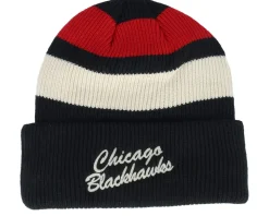 Chicago Blackhawks Clubhouse Jennings Beanie Black/White/Red Cuff - 47 Brand