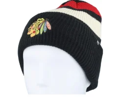 Chicago Blackhawks Clubhouse Jennings Beanie Black/White/Red Cuff - 47 Brand