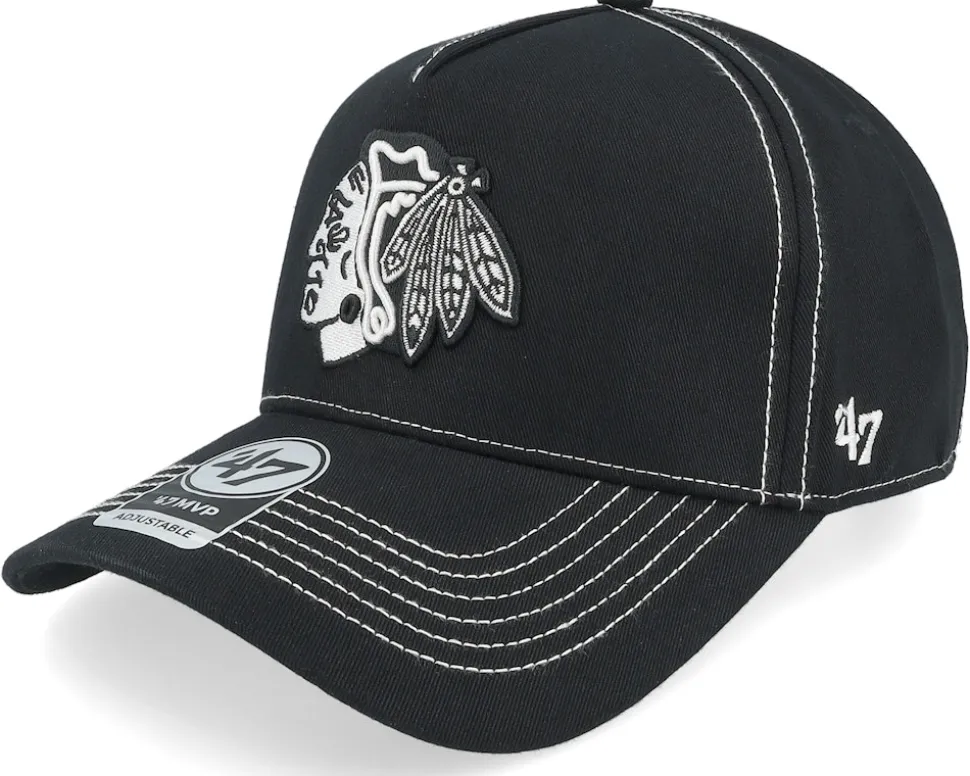 Chicago Blackhawks Contrast Stitch 47 Mvp Dt Black A-frame Adjustable - 47 Brand