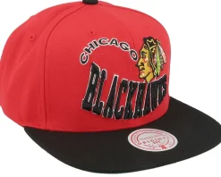 Chicago Blackhawks Crooked Path Red/Black Snapback - Mitchell & Ness