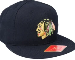 Chicago Blackhawks Deep Dish Black Fitted - American Needle