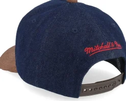 Chicago Blackhawks D-stressed Pro Dark Navy/Brown Corduroy A-frame Adjustable - Mitchell & Ness