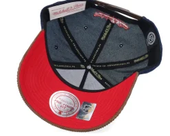 Chicago Blackhawks D-stressed Pro Dark Navy/Brown Corduroy A-frame Adjustable - Mitchell & Ness