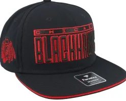 Chicago Blackhawks Gino Flat Brim Black/Red Snapback - Fanatics