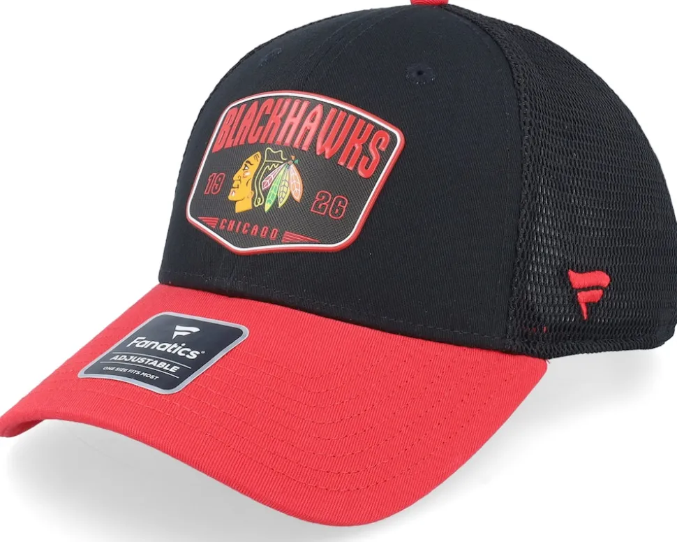 Chicago Blackhawks Meshback Black/Red Trucker - Fanatics
