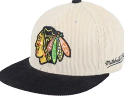 Chicago Blackhawks Team Cord Off White/Black Snapback - Mitchell & Ness