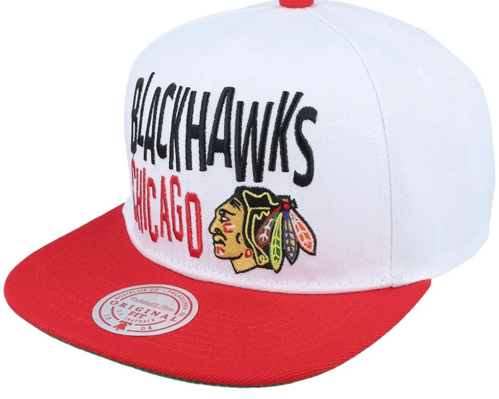 Chicago Blackhawks Toss Up White/Red Snapback - Mitchell & Ness