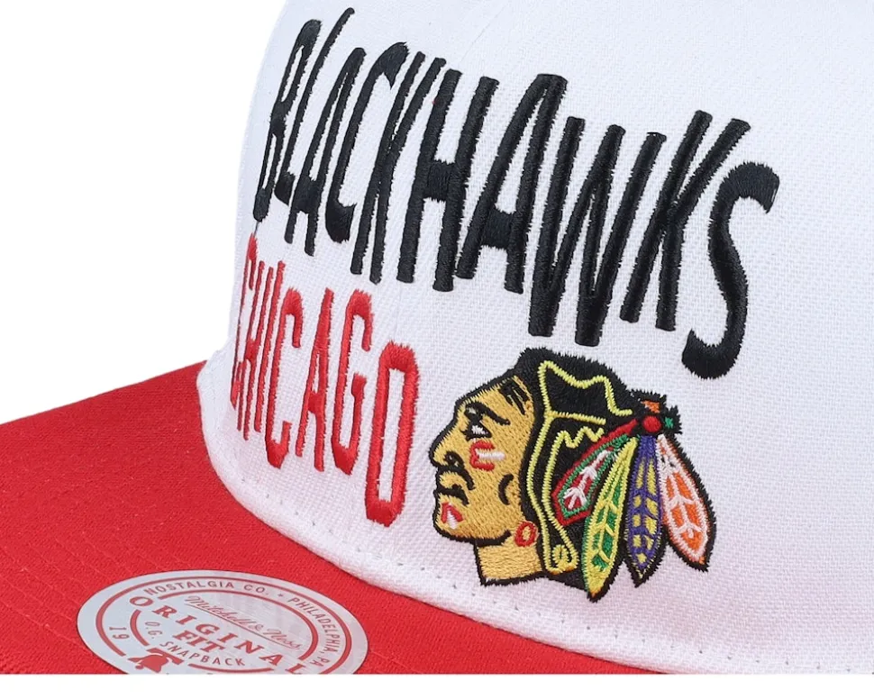 Chicago Blackhawks Toss Up White/Red Snapback - Mitchell & Ness