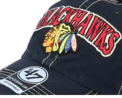 Chicago Blackhawks Tuscaloosa Clean Up Dad Cap Vintage Black/Beige Trucker - 47 Brand