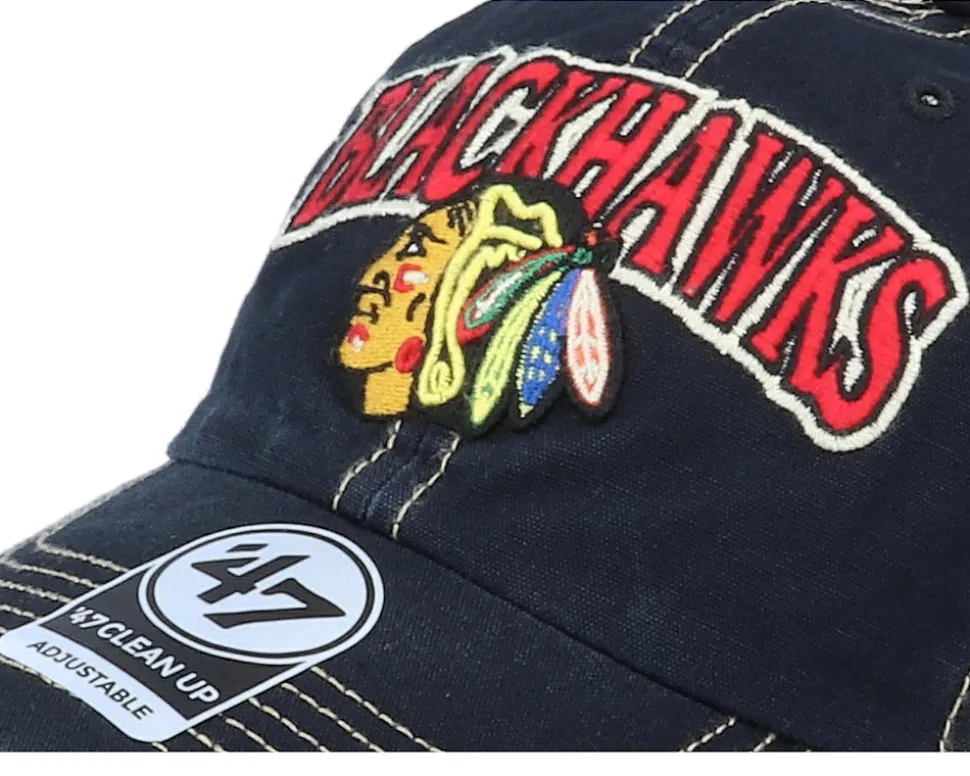 Chicago Blackhawks Tuscaloosa Clean Up Dad Cap Vintage Black/Beige Trucker - 47 Brand
