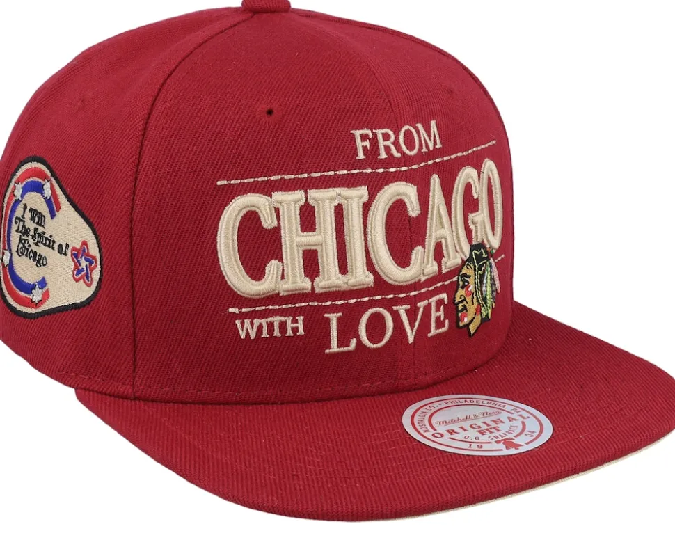 Chicago Blackhawks With Love Red Snapback - Mitchell & Ness
