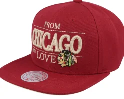 Chicago Blackhawks With Love Red Snapback - Mitchell & Ness
