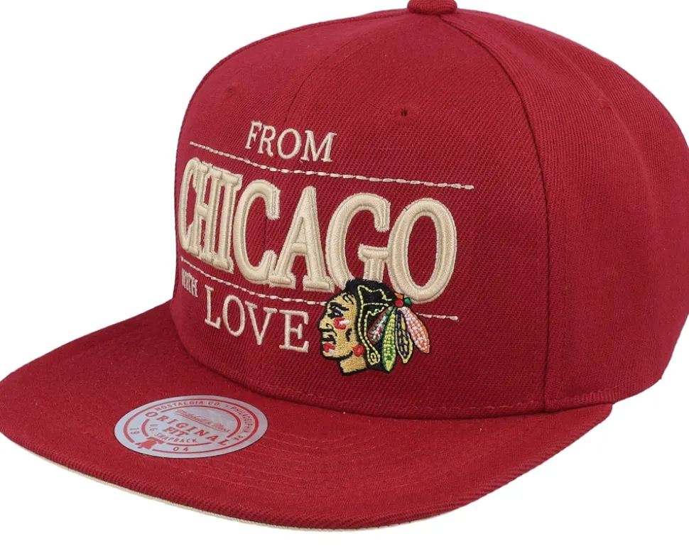 Chicago Blackhawks With Love Red Snapback - Mitchell & Ness
