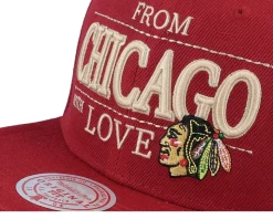 Chicago Blackhawks With Love Red Snapback - Mitchell & Ness