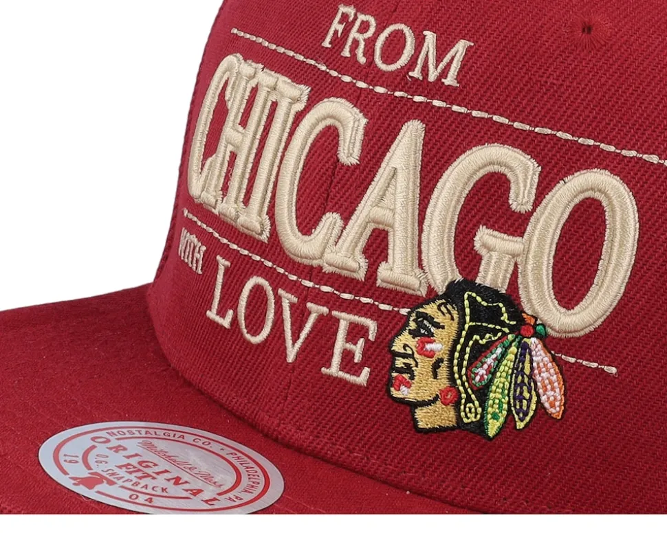 Chicago Blackhawks With Love Red Snapback - Mitchell & Ness