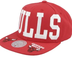 Chicago Bulls Big Text 1 Red Snapback - Mitchell & Ness