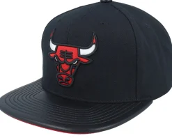 Chicago Bulls Hwc Black/Pu Leather Strapback - Mitchell & Ness