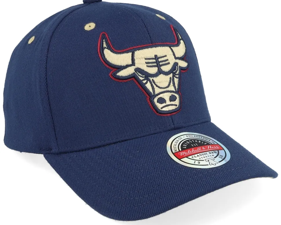 Chicago Bulls Navy/Wine/Cream Logo Navy Adjustable - Mitchell & Ness