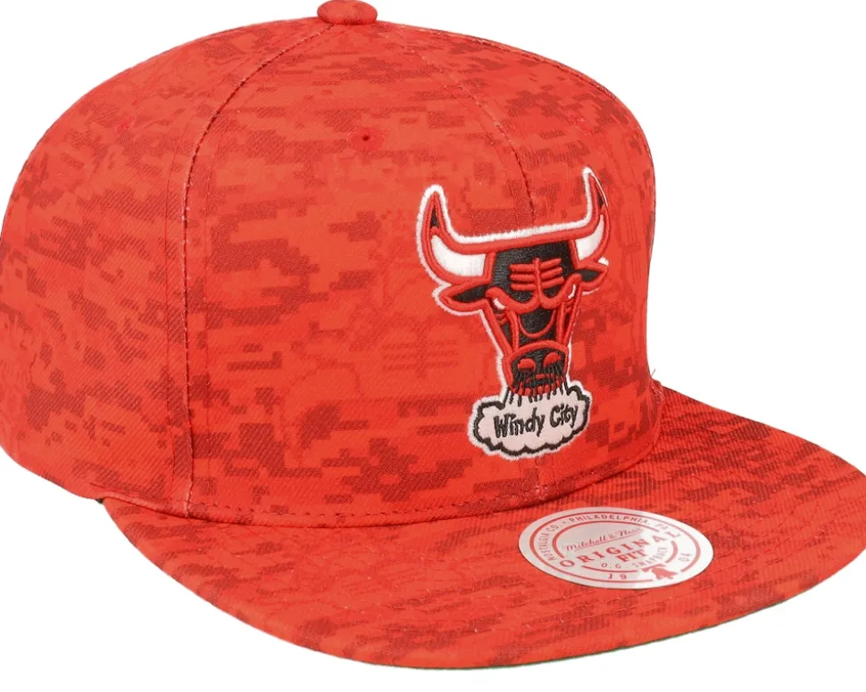 Chicago Bulls Team Digi Camo Red Snapback - Mitchell & Ness
