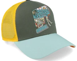 Chill Out Olive/Turquoise Coastal Trucker - Coastal