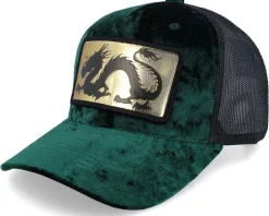Chinese Dragon Gold Patch Velvet Green/Black - Calza Pennello