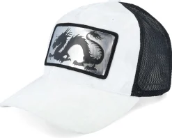 Chinese Dragon Silver Patch Velvet White/Black Trucker - Calza Pennello