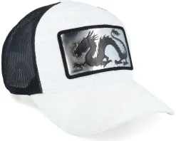 Chinese Dragon Silver Patch Velvet White/Black Trucker - Calza Pennello