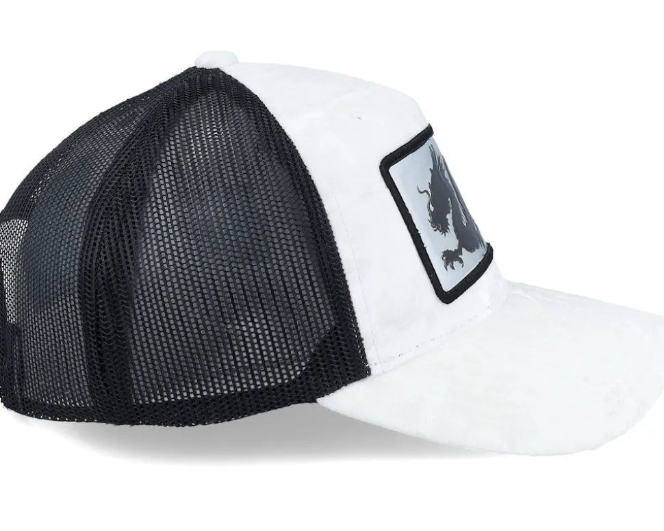 Chinese Dragon Silver Patch Velvet White/Black Trucker - Calza Pennello