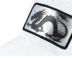 Chinese Dragon Silver Patch Velvet White/Black Trucker - Calza Pennello