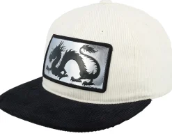 Chinese Dragon Silver Patch Ivory/Black Corduroy Snapback - Iconic