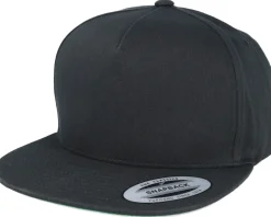 Classic 5 Panel Black Snapback - Yupoong
