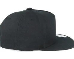 Classic 5 Panel Black Snapback - Yupoong