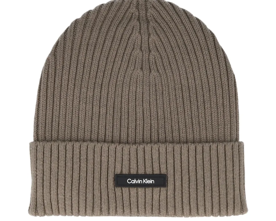 Classic Cotton Rib Beanie Brindle Cuff - Calvin Klein