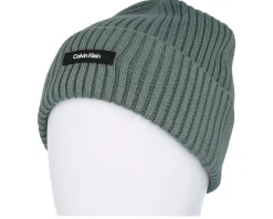 Classic Cotton Rib Beanie Dark Forest Cuff - Calvin Klein