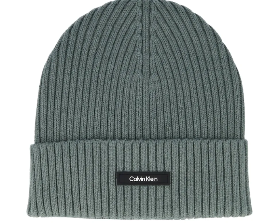 Classic Cotton Rib Beanie Dark Forest Cuff - Calvin Klein