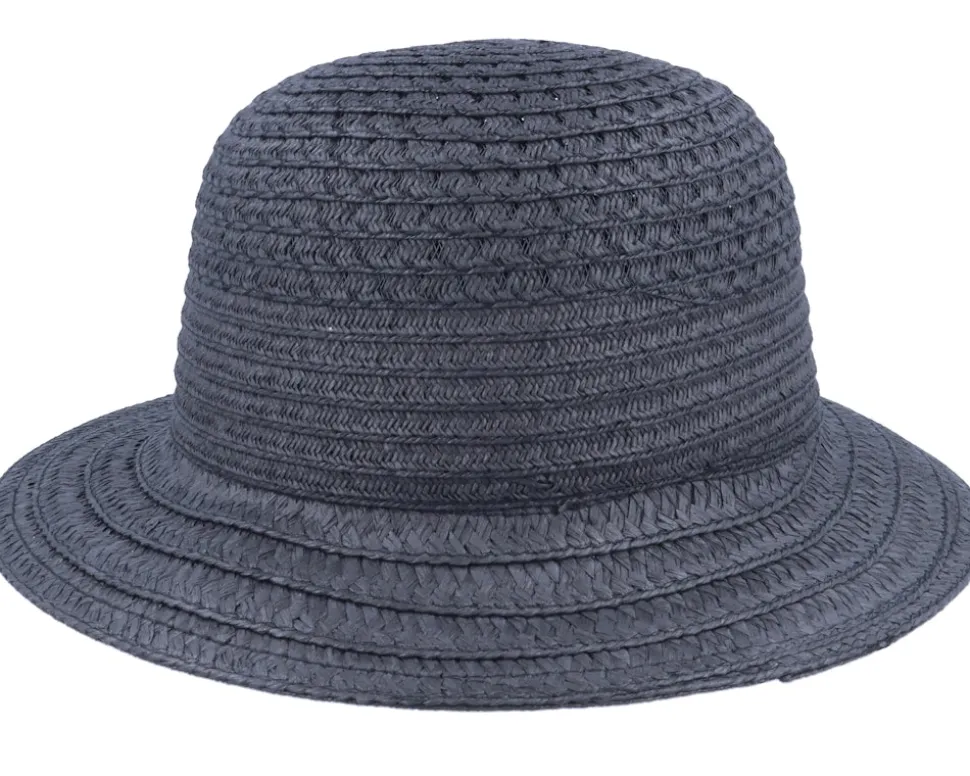 Cloche In Braid Mix Black Bucket Straw Hat - Seeberger